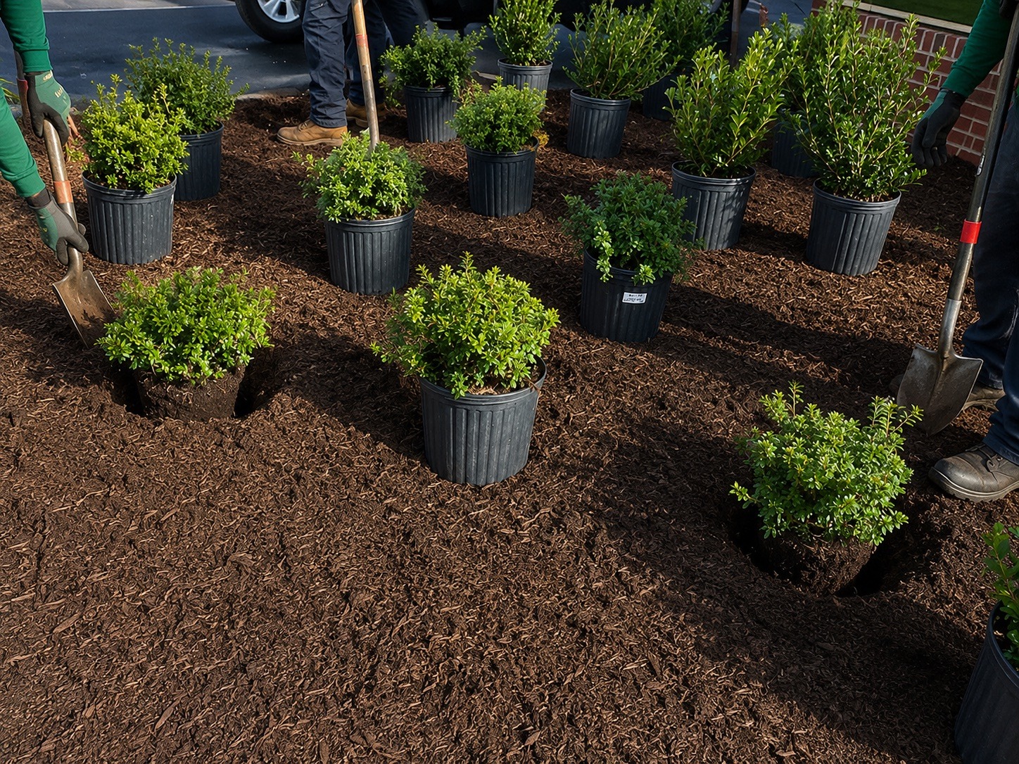Decorative container planting combining an evergreen centerpiece with trailing vines for a finished accent display.