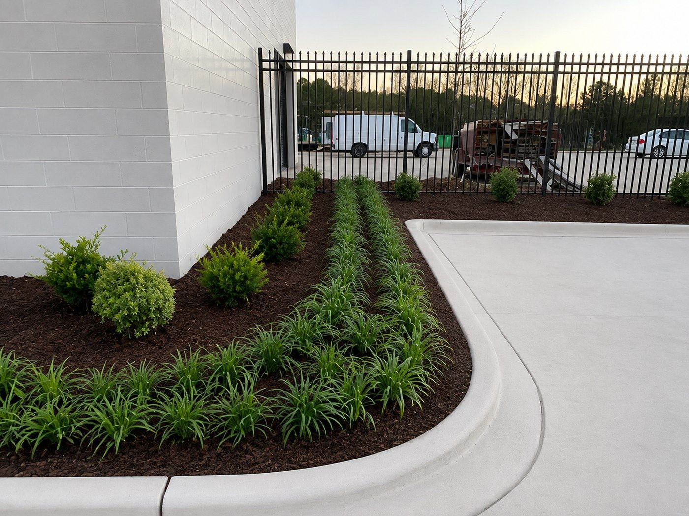 Commercial Foundation Bed Completion after