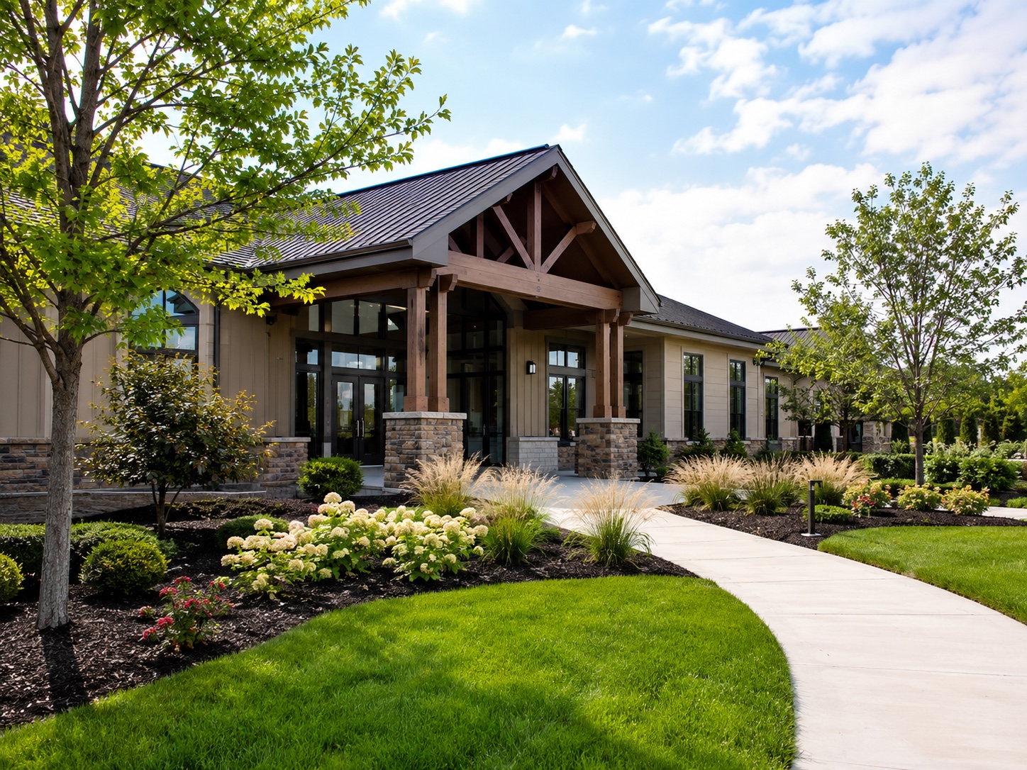Completed commercial landscape installation