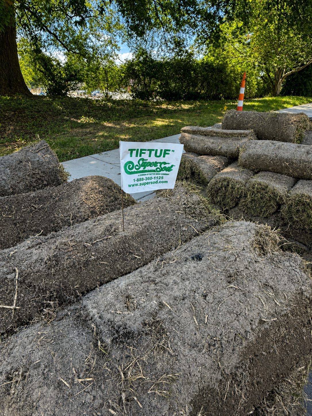 Fresh high-quality turf staged for commercial turf installation.